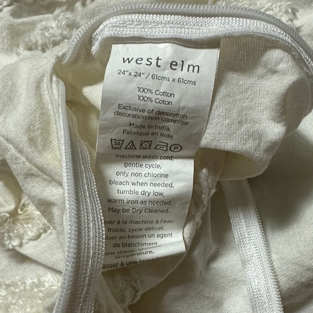 West Elm Elegant White Textured Pillow Covers